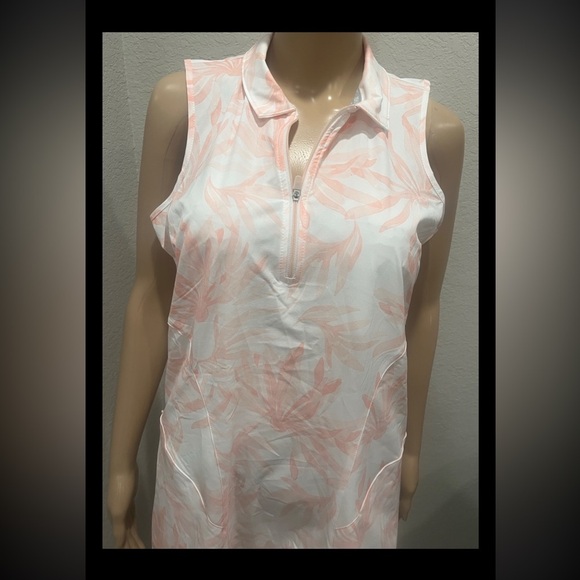 NWT Puma Sleeveless Coral and White Dress w/ shorts - Picture 2 of 7